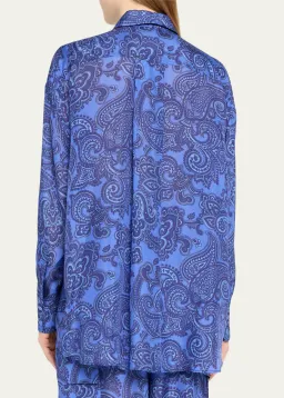 Zimmermann Ottie Relaxed Shirt Size 0P/ AU 6 and Pant Size 1/ AU 10 Set Blue Paisley  for rent on The Volte - image 3