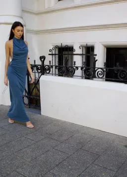 Decon Durante Therasia Maxi Dress in Powder Aqua Size 10  for rent on The Volte - image 3