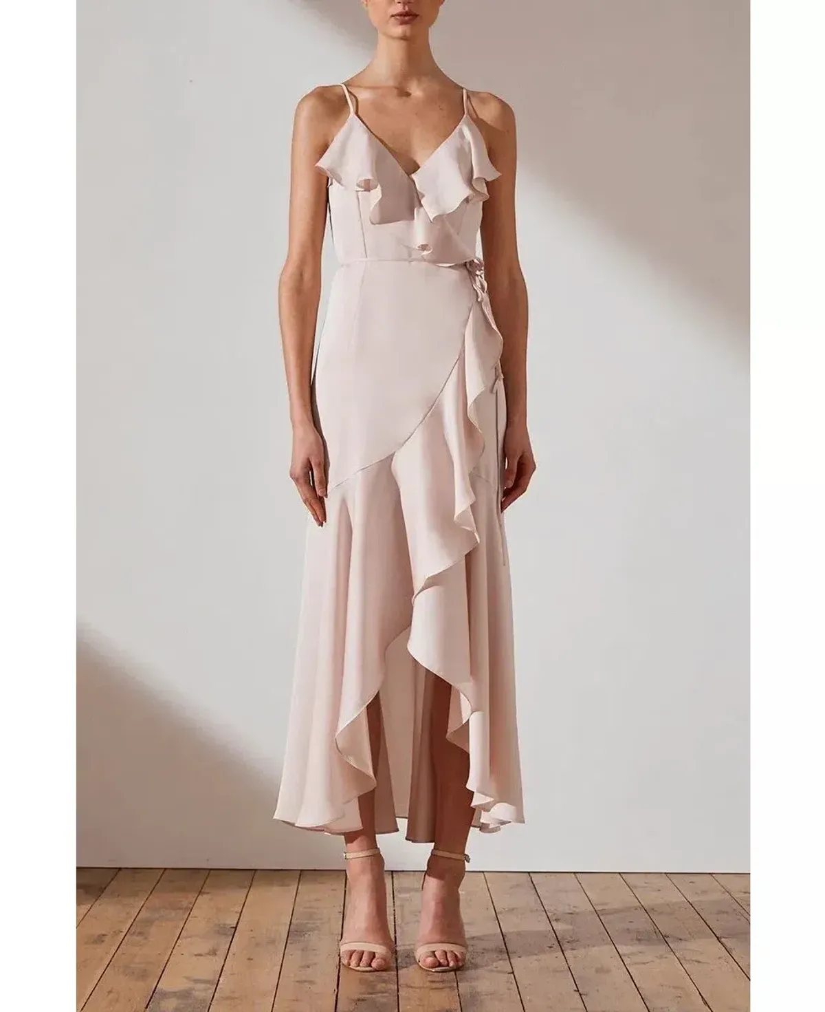 Shona Joy Bias Frill Wrap Dress in Porcelain Size 12 - Image 1