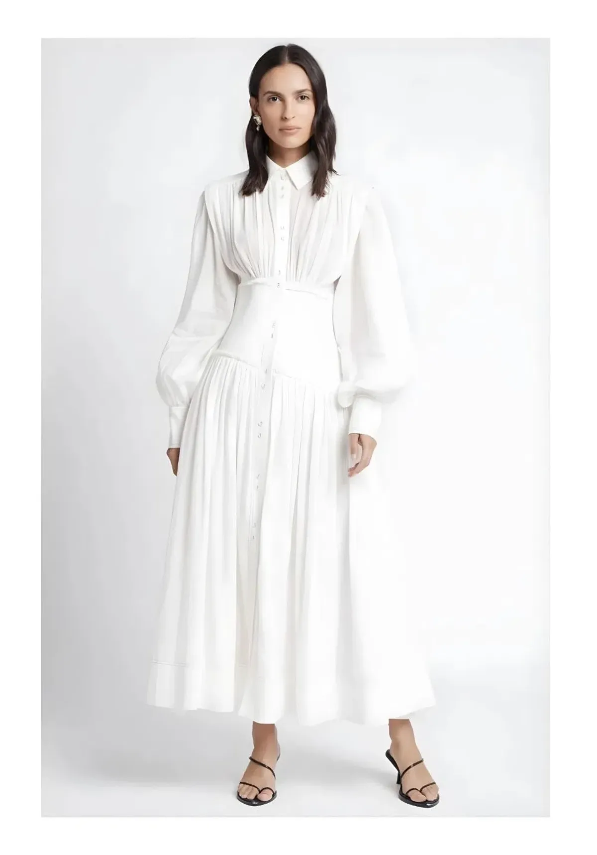 Aje Utopia Long Sleeve Dress Ivory Size 4 - Image 1
