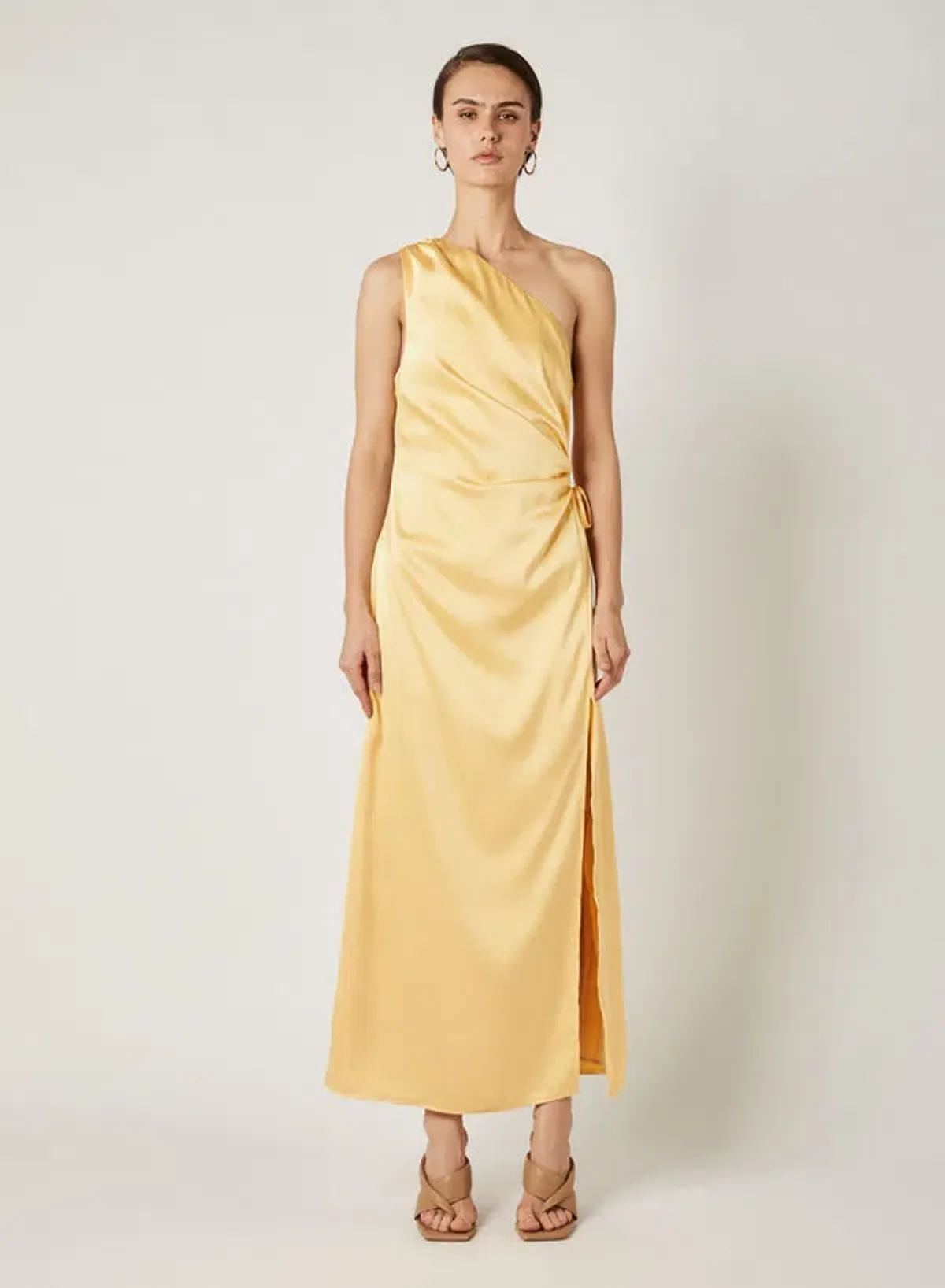 Esmaee Ariel Drawstring Midi Dress Yellow Lemon Size 8 - Image 1