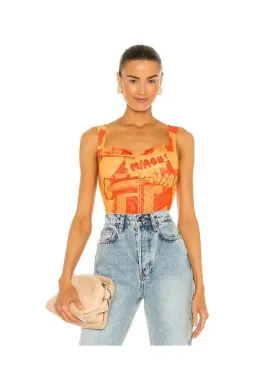 Miaou Imogen Corset Stone Orange Print Size S/ AU 10 for rent on The Volte - image 2