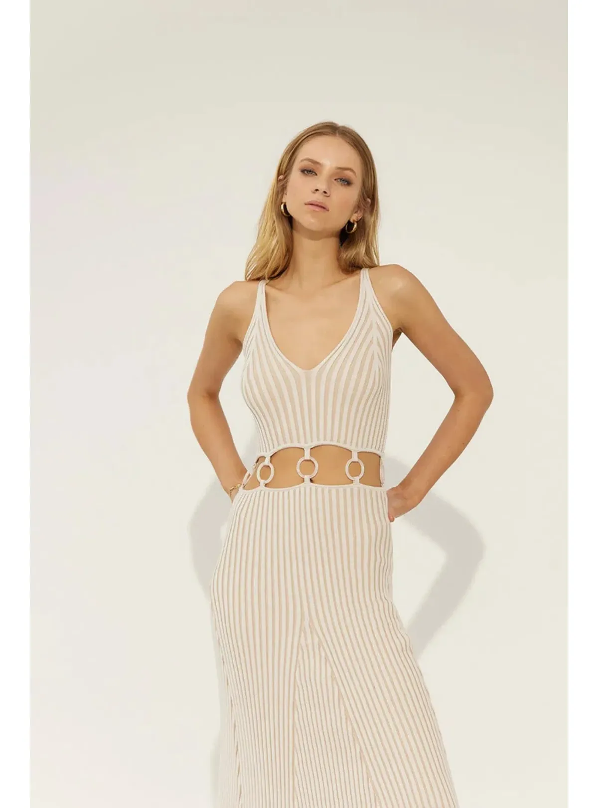 Sovere Emerge Knit Midi Dress in Cream Size XS / AU 6 - Image 2