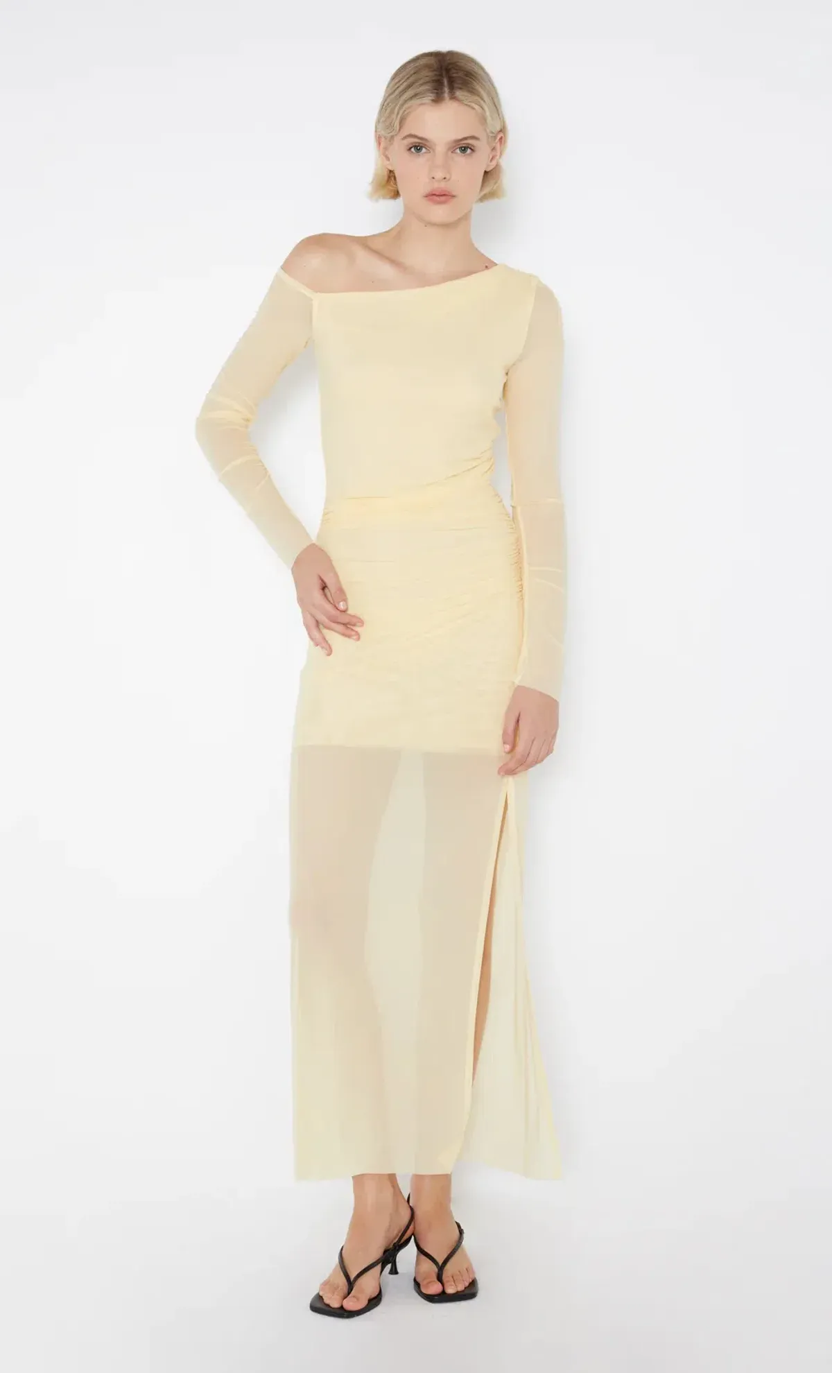 Bec & Bridge Fae Asym Long Sleeve Dress Butter Yellow Size 10 - Image 2