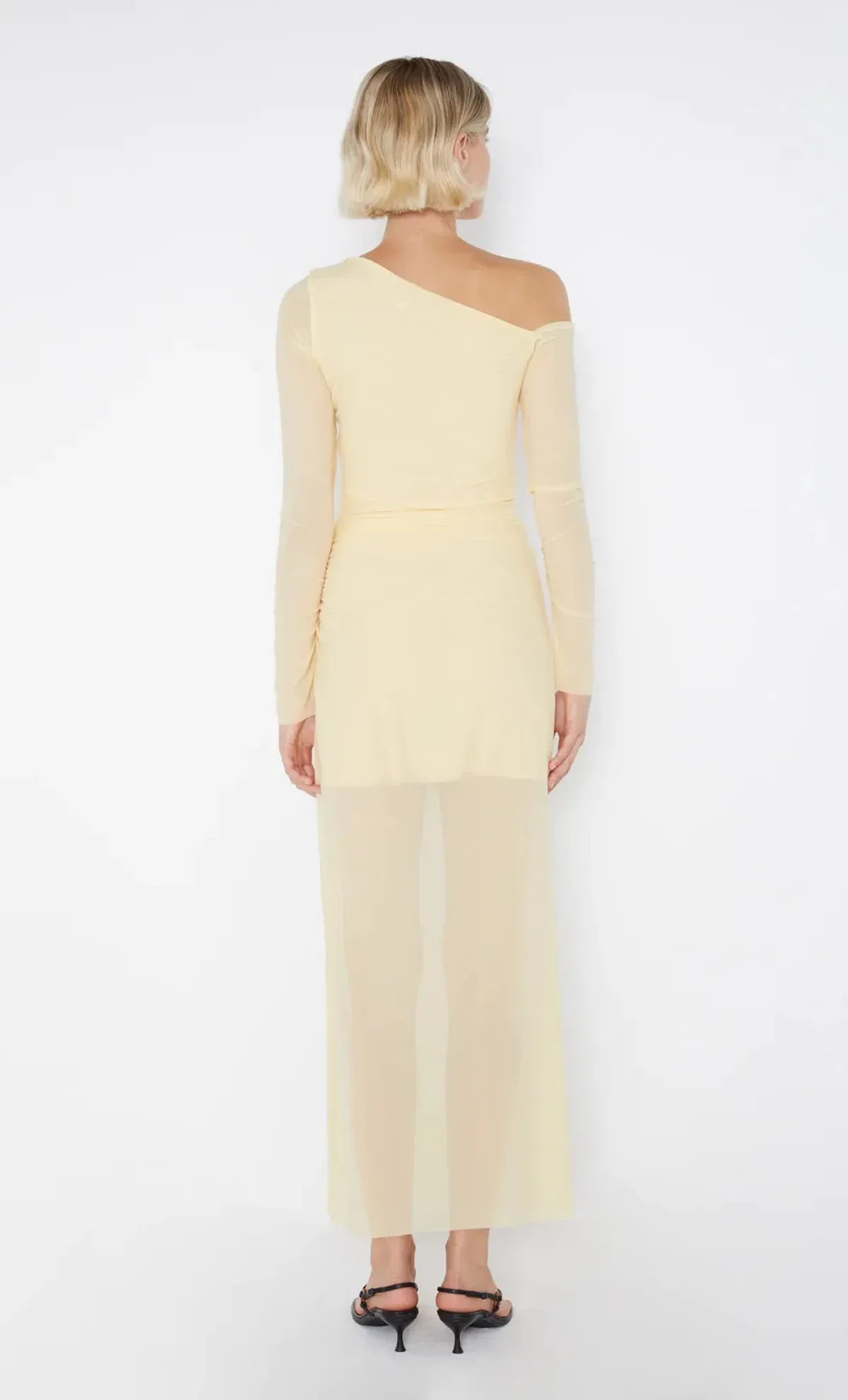 Bec & Bridge Fae Asym Long Sleeve Dress Butter Yellow Size 10 - Image 3