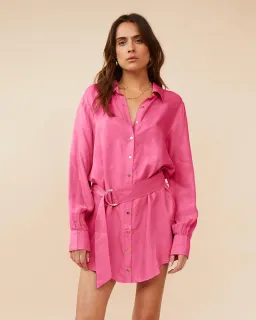 Suboo Georgia Mini Shirt Dress Pink Size M / AU 10 for rent on The Volte - image 2