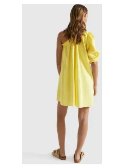 Seed Heritage Linen One Shoulder Mini Dress Yellow Drop Size AU 12 for rent on The Volte - image 4