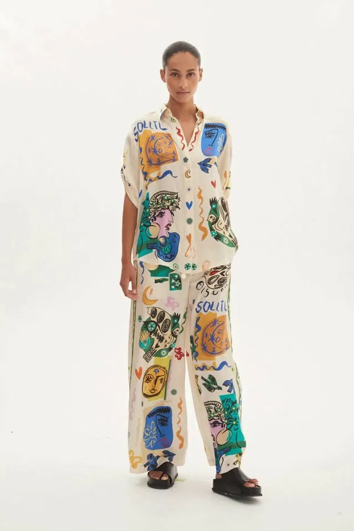 Alemais Soleil Oversized Shirt Size 8 and Pants Size 6 Set Multi - Image 1