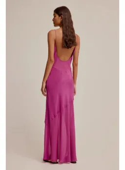 Venroy Sheer Panelled Silk Slip Dress in Mulberry Size AU 8 for rent on The Volte - image 5