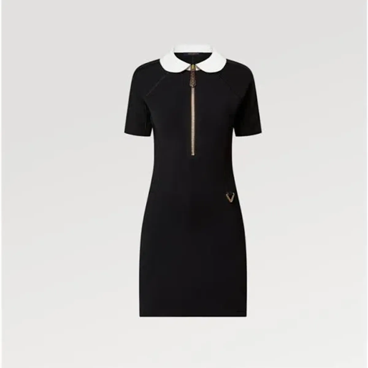 Louis Vuitton Technical Jersey Peter Pan Collar Dress Black Size FR34 / AU 6 - Image 4