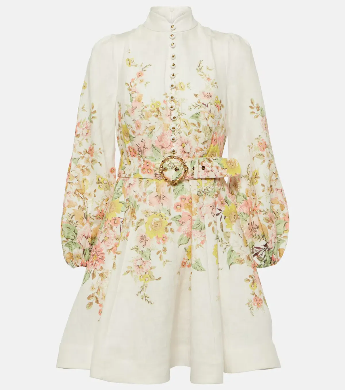 Zimmermann Matchmaker Buttoned Mini Dress Ivory/Coral Floral Size 0 / AU 8 - Image 5