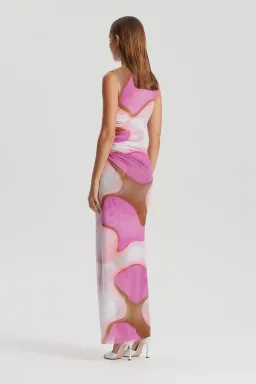 Scanlan Theodore Italian Watercolour Print Dress in Pink/Tan Size 6 for rent on The Volte - image 3