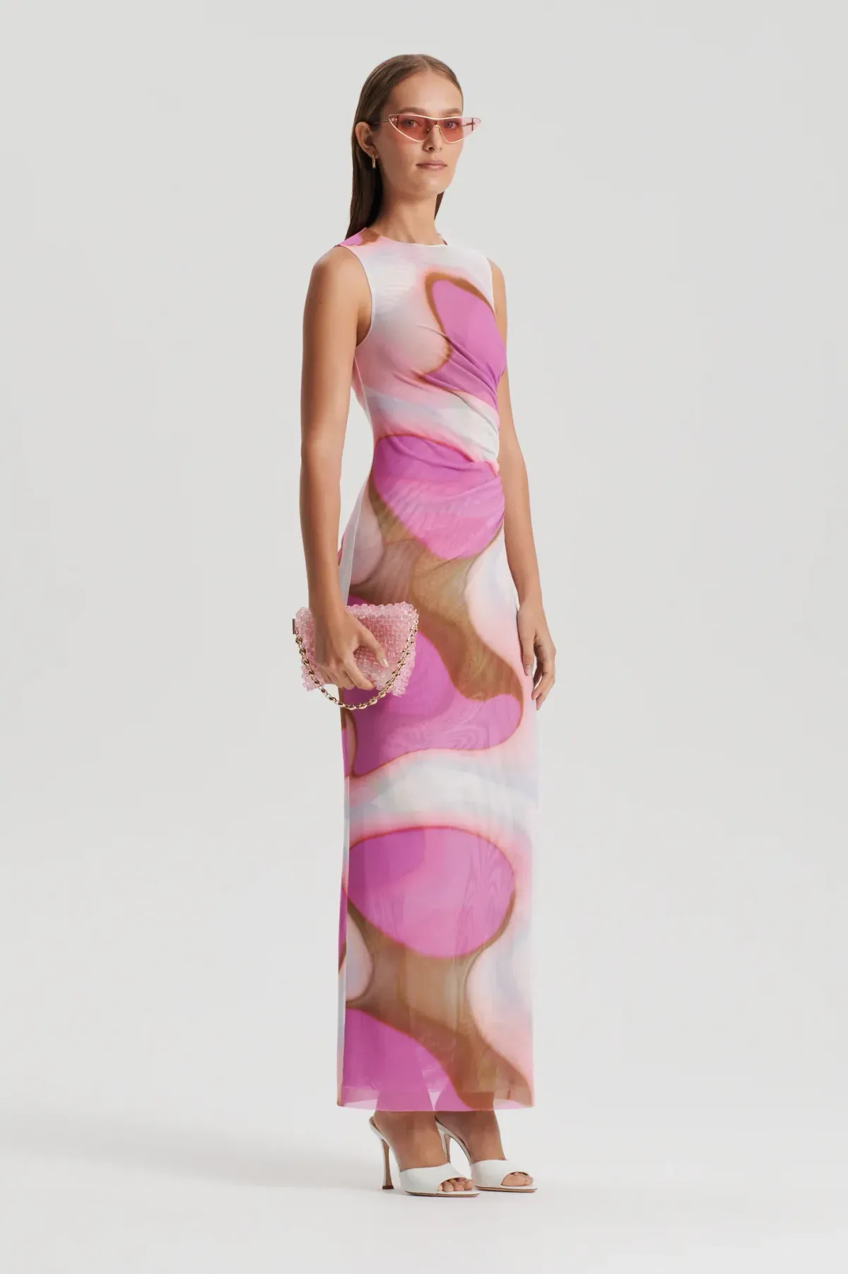 Scanlan Theodore Italian Watercolour Print Dress in Pink/Tan Size 6 - Image 1