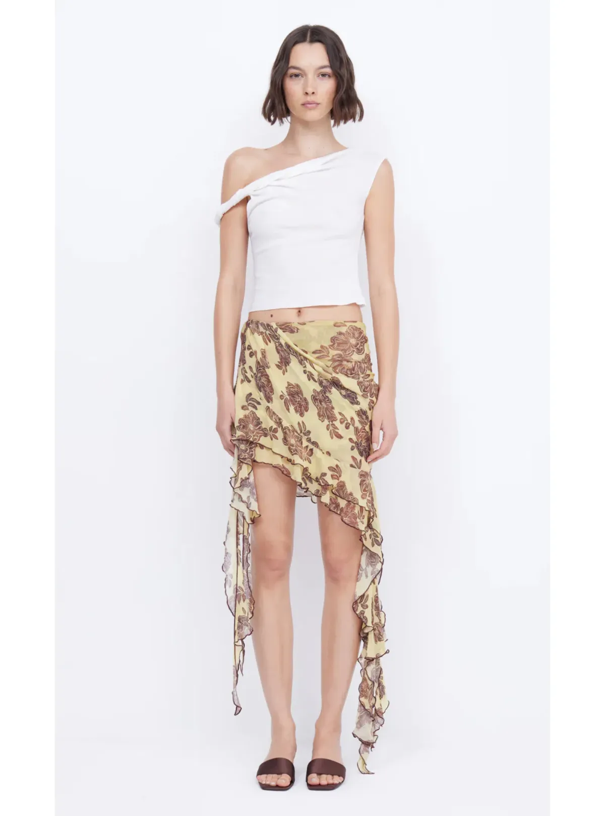 Bec & Bridge Set  Spiral Crush Top Citrus and Malibu Bay Frill Skirt Citrus Plum FLoral Size AU 10 - Image 3