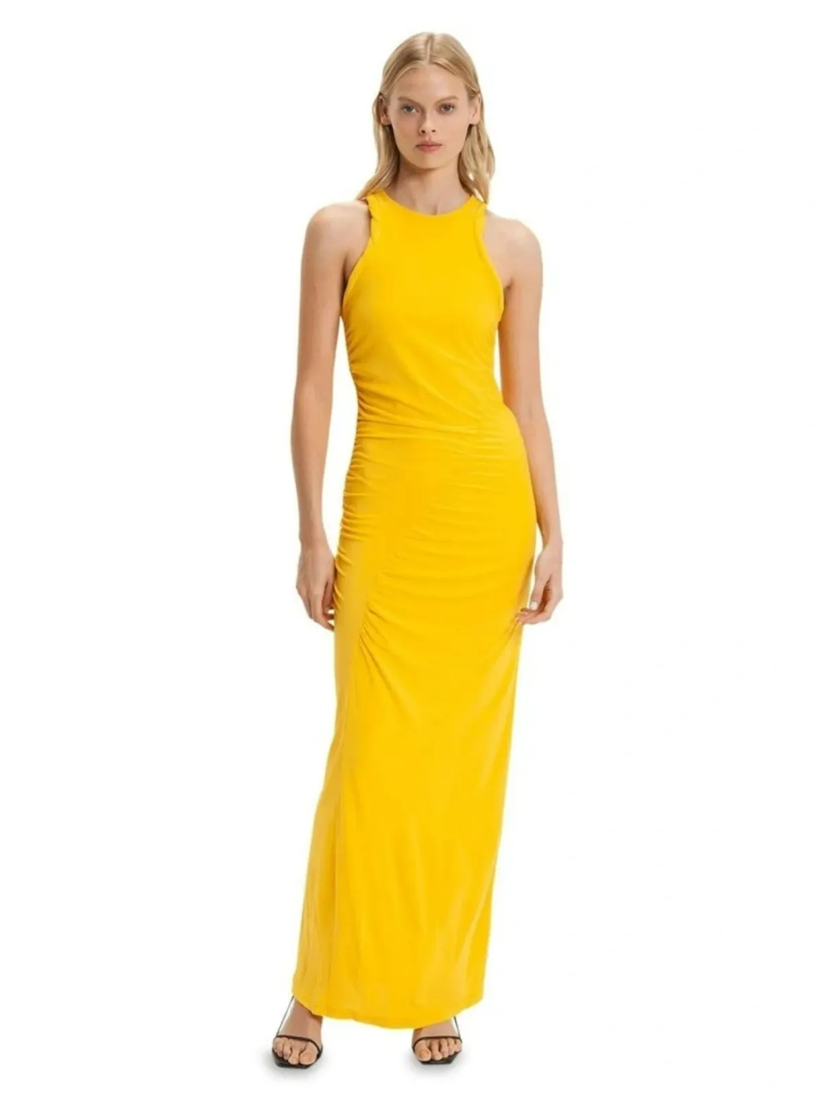 Cue Racer Jersey Midi Dress in Lemon Size AU 10 - Image 1
