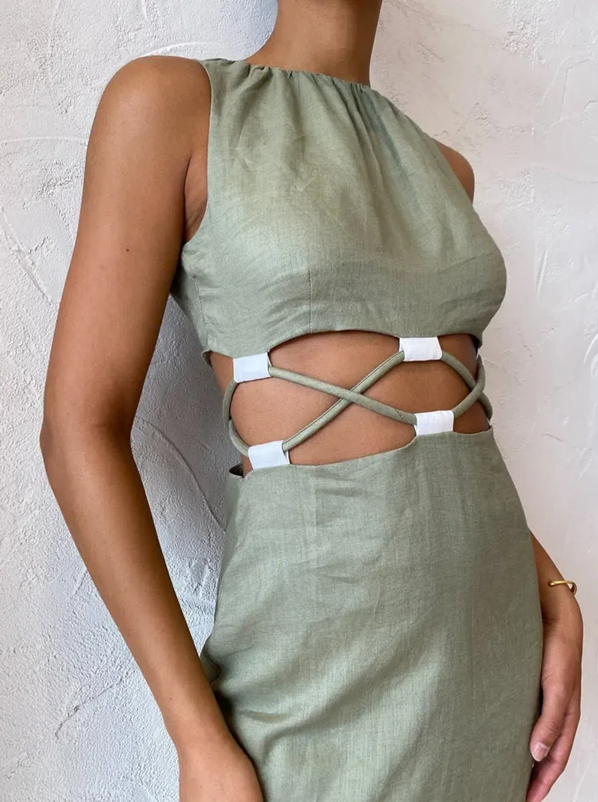 Sir the Label Mayra Deconstructed Maxi Dress In Sage Size 6  - Image 3
