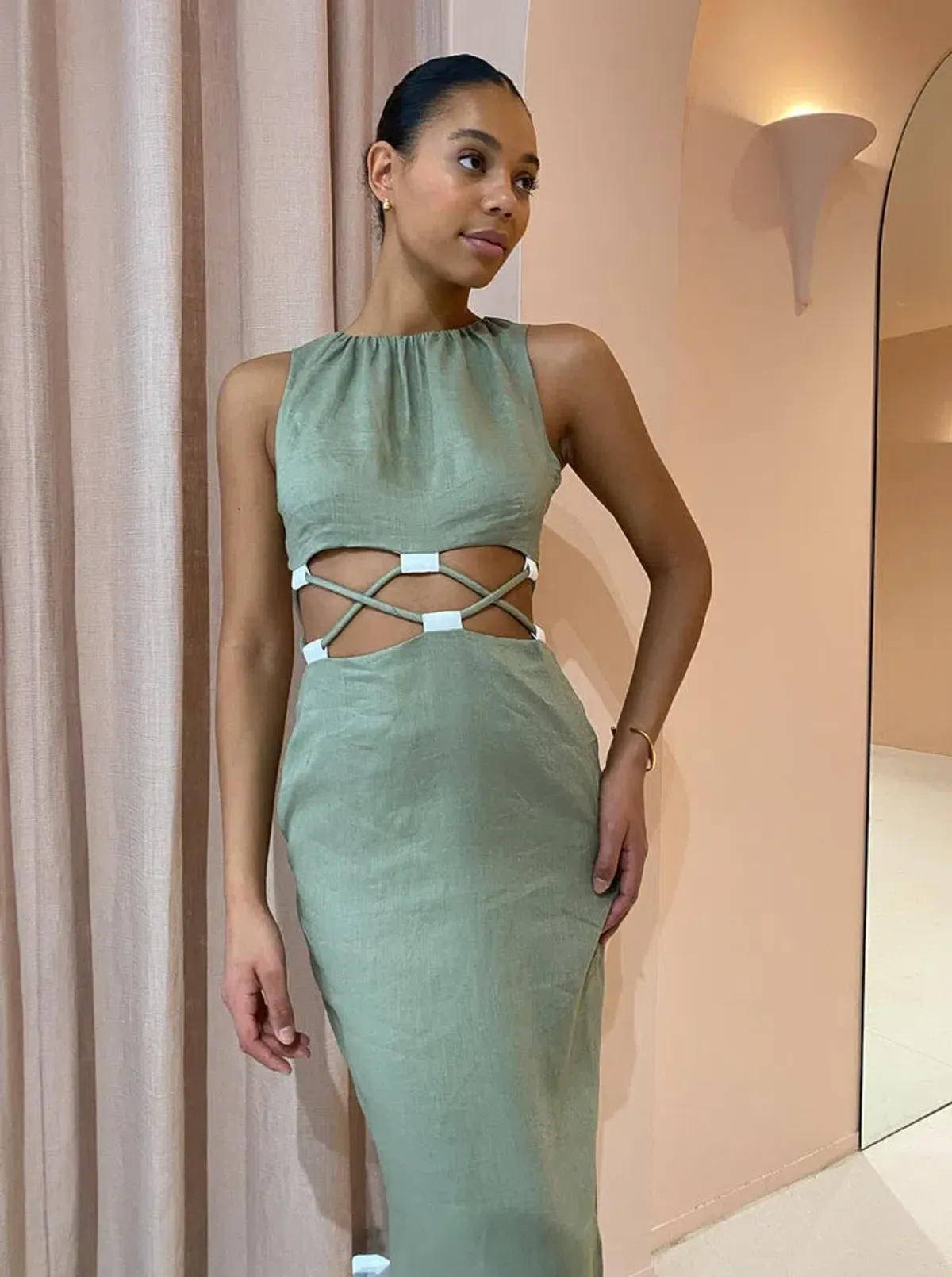 Sir the Label Mayra Deconstructed Maxi Dress In Sage Size 6  - Image 2