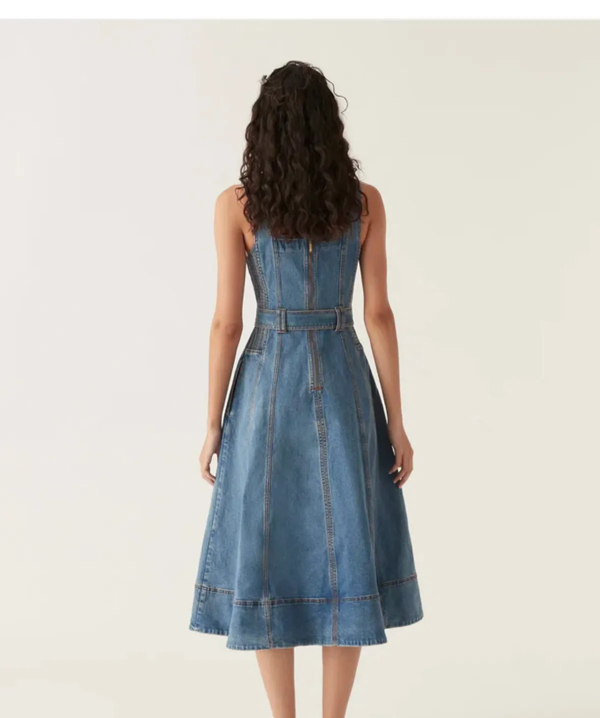 AJE Clay Denim Midi Dress 90's Wash Size 14 - Image 4