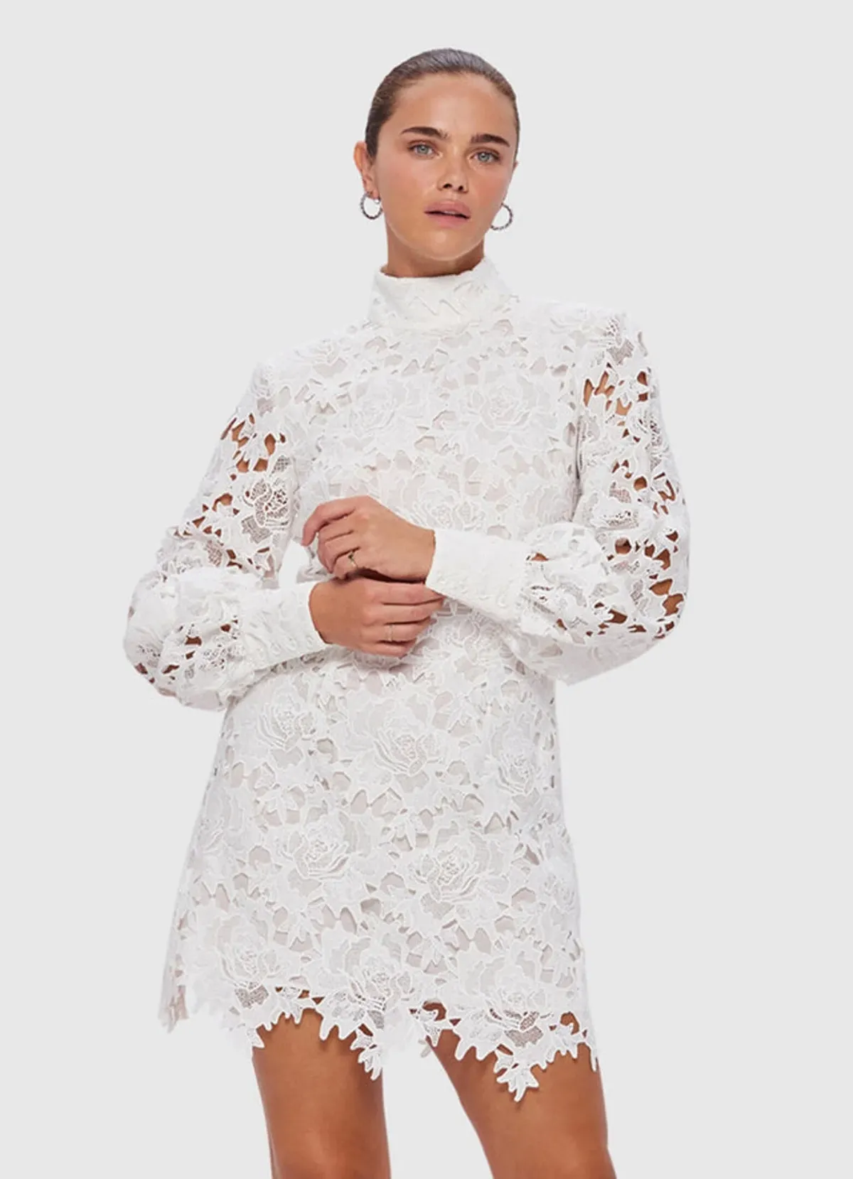 Leo Lin Isla Lace Mini Dress Snow Size 10 - Image 2