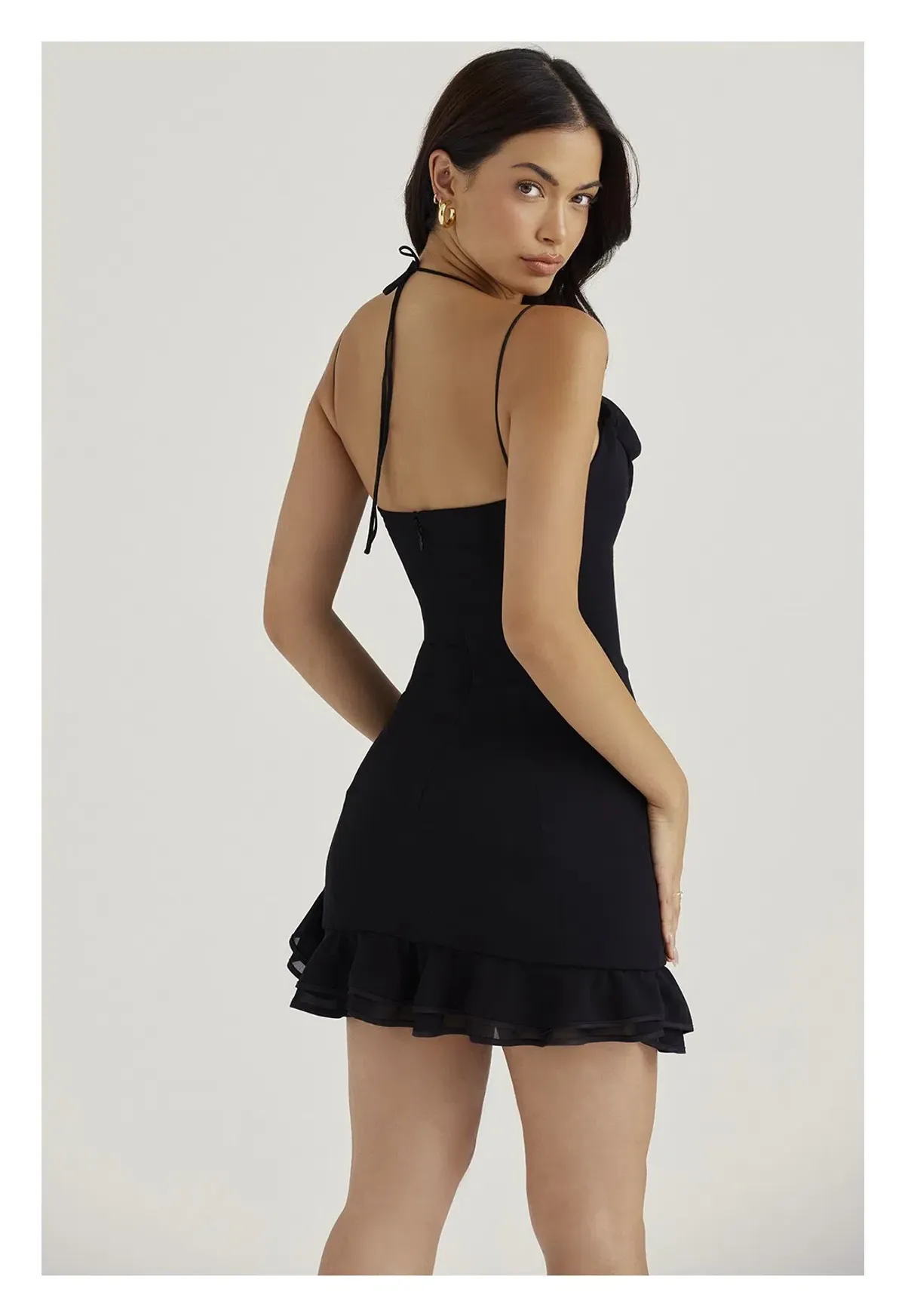 House of CB Rossella Ruffle Mini Dress Black Size XS/ AU 6 - Image 4
