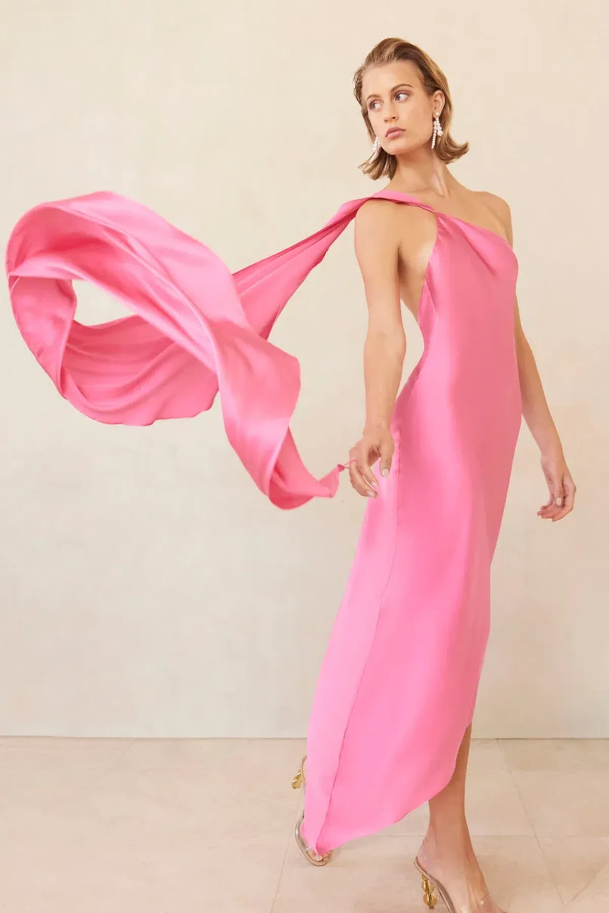 Cult Gaia Trysta One-Shoulder Asymmetric Dress Rosado Pink Size XS /AU 6 - Image 2