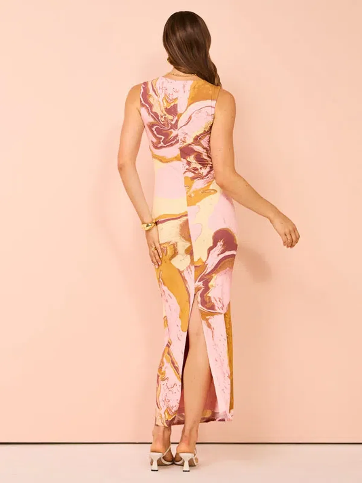 Sovere Molten Midi Dress Pink Multi Size 8 - Image 2