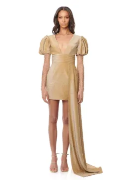 Eliya The Label Carla Mini Dress in Gold Size X-Small / AU 6 for rent on The Volte - image 1