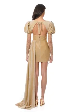 Eliya The Label Carla Mini Dress in Gold Size X-Small / AU 6 for rent on The Volte - image 4
