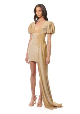 Eliya The Label Carla Mini Dress in Gold Size X-Small / AU 6 for rent on The Volte - image 2