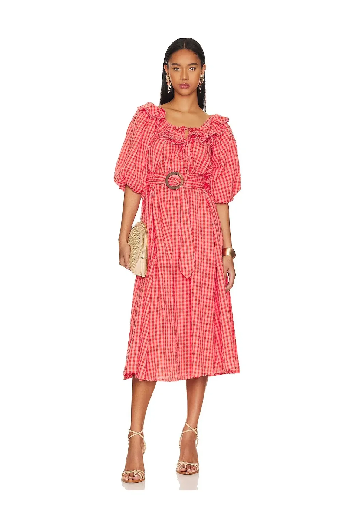 Spell Strawberry Fields Midi Dress Pink Size L/ AU 12 - Image 1