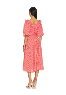 Spell Strawberry Fields Midi Dress Pink Size L/ AU 12 for rent on The Volte - image 3