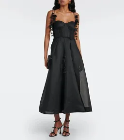 Zimmermann Natura Midi Corset Dress Black Size 1 / AU 10 for rent on The Volte - image 1