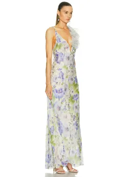 Zimmermann Natura Feather Slip Gown In Blue Floral Size 0 / AU 8 for rent on The Volte - image 2