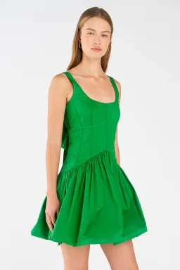 Oroton Short Tie Back Bow Dress Jewel Green Size 8 for rent on The Volte - image 2