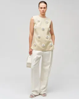 Oroton Flower Sequin Tunic Limestone Size 6 for rent on The Volte - image 1