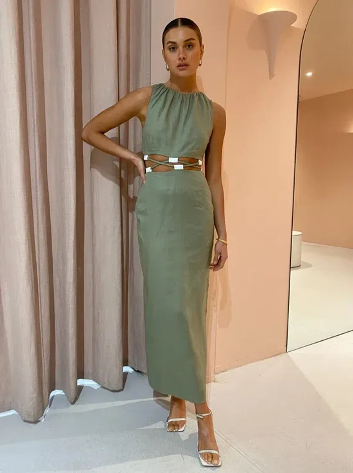 Sir the Label Mayra Deconstructed Maxi Dress In Sage Size 1 / AU 8 - Image 3