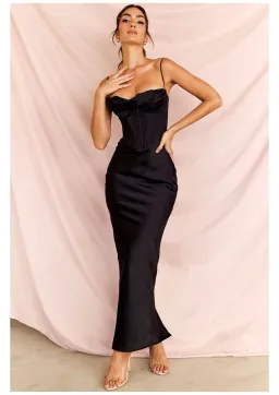 House of CB Charmaine Corset Maxi Dress Shortened Black Size L / AU 12 (Plus Cups) for rent on The Volte - image 1