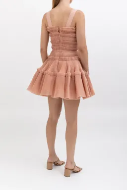 Aje Jacinto Pleated Mini Dress Nude Pink Size 10 for rent on The Volte - image 4