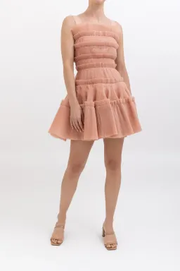 Aje Jacinto Pleated Mini Dress Nude Pink Size 10 for rent on The Volte - image 6