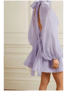 Zimmermann Luminous Long Sleeve Mini Dress Lavender Size 0 / AU 8 for rent on The Volte - image 2