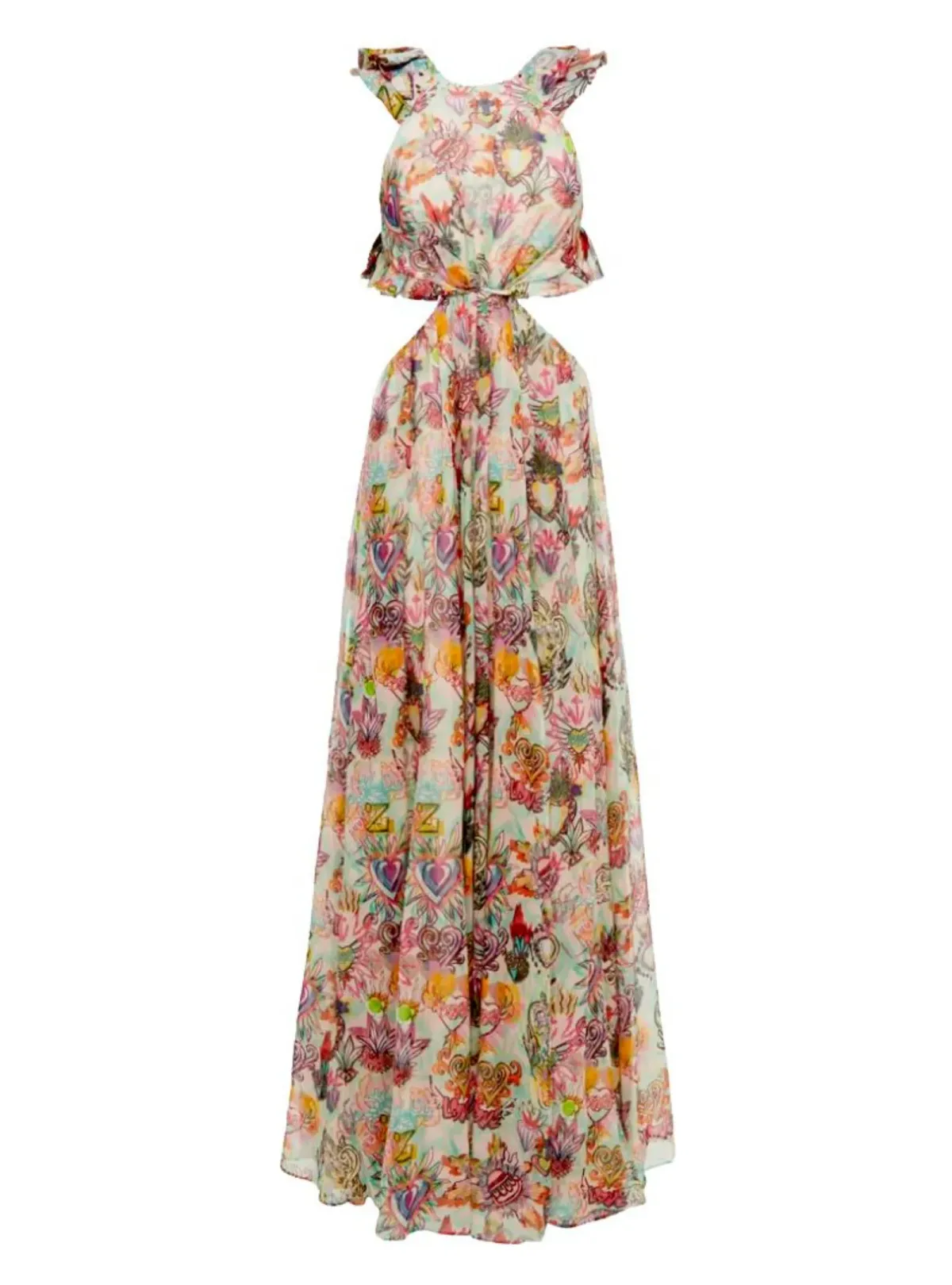 Zimmermann The Lovestruck Ruffle Maxi Dress Flaming Hearts Size 3 / AU 14 - Image 3
