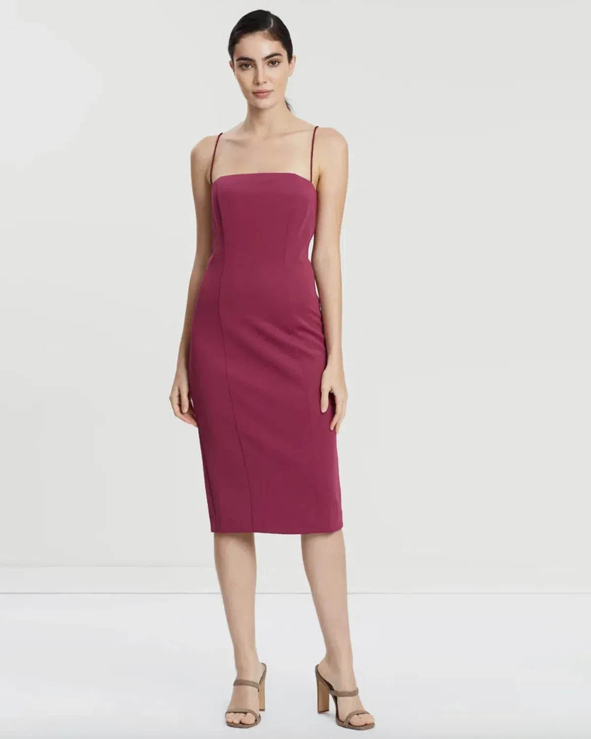 Misha Sophie Midi Dress Wine Size AU 12 - Image 1