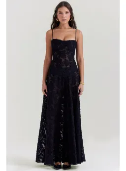 House Of CB Seren Lace Back Maxi Dress Black Floral Size M / AU 10 for rent on The Volte - image 4