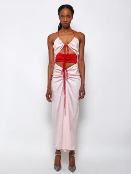 Christopher Esber Multi Panel Disconnect Ruched Halter Dress Rose Quartz  Size 14 AU for rent on The Volte - image 1