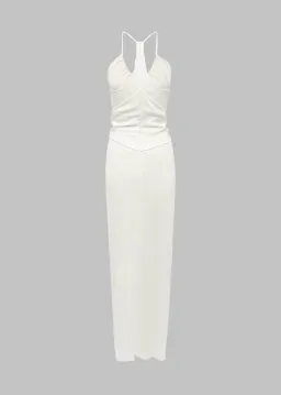 Christopher Esber Multi Panel Disconnect Ruched Halter Dress White  Size 12 AU for rent on The Volte - image 3
