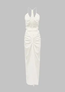 Christopher Esber Multi Panel Disconnect Ruched Halter Dress White Size 10 AU for rent on The Volte - image 2