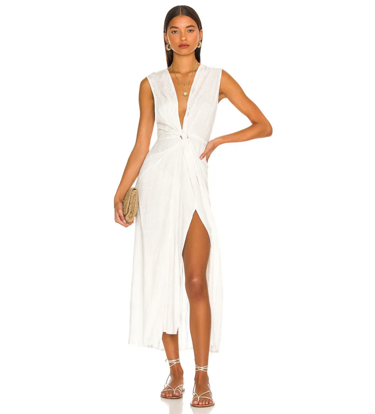 L SPACE Down The Line Cover Up Cream Size 8 - Image 1