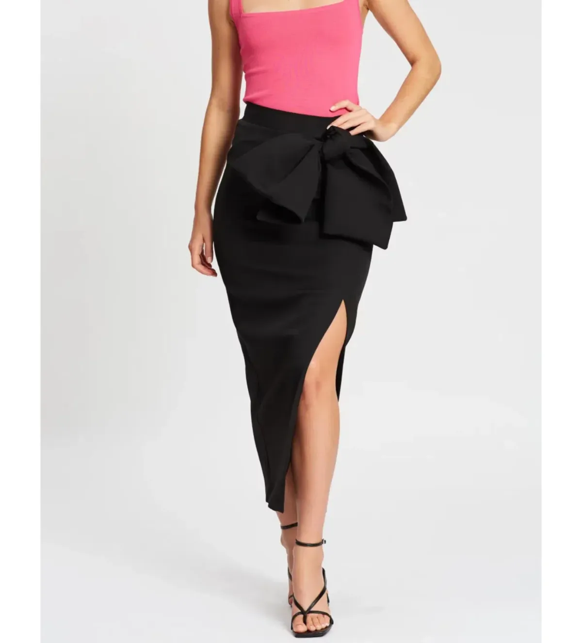 By Johnny Betina Bow Split Skirt Black Size 8 - Image 1