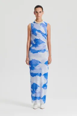 Scanlan Theodore Italian Cloud Print Dress in Blue Size 8 for rent on The Volte - image 1
