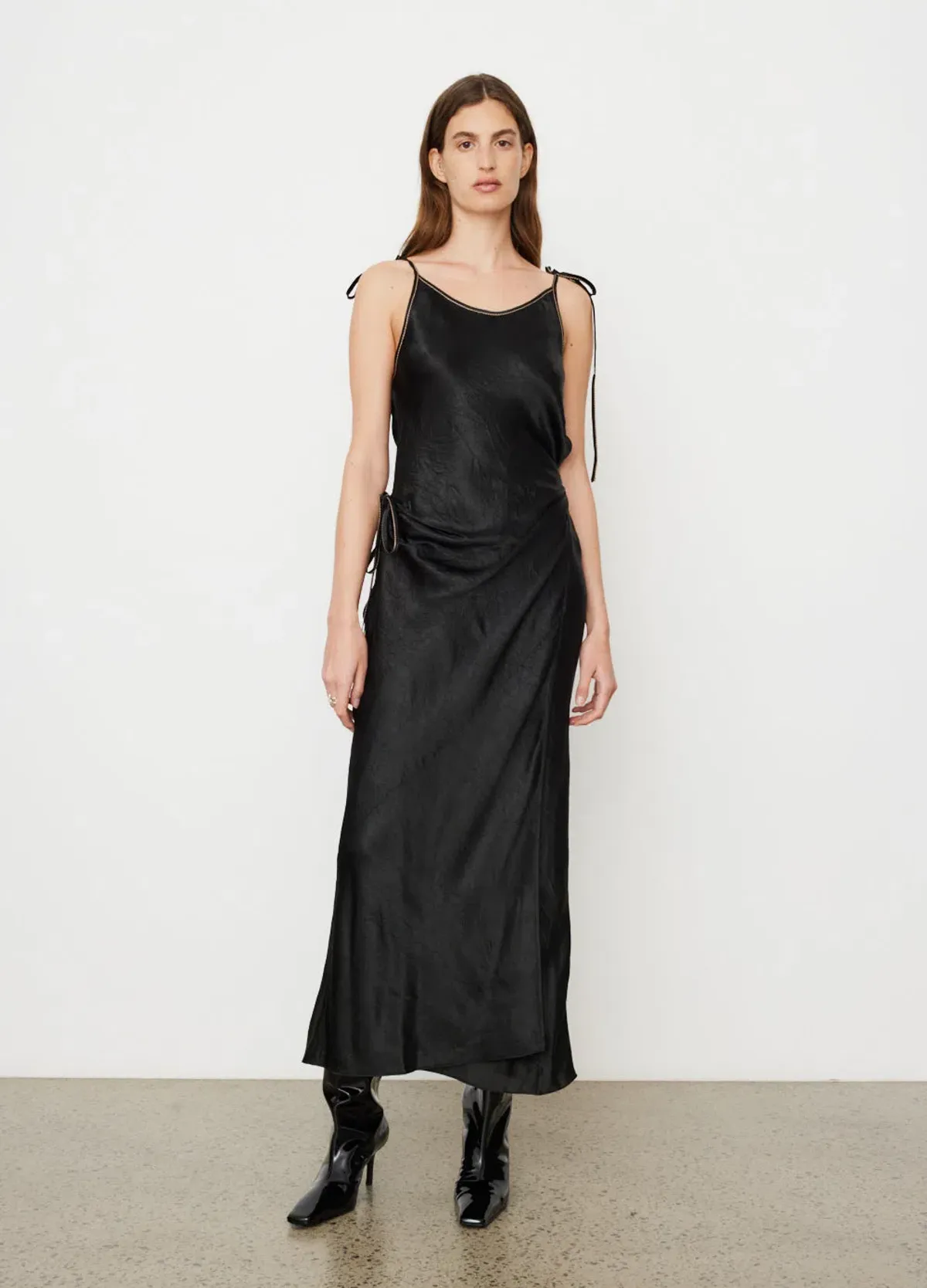 Acne Studios Dayla Text Satin Dress Black Size 12 - Image 1